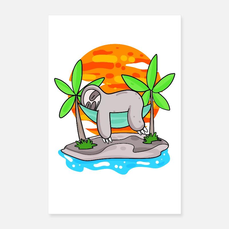 Faultier am Strand Poster 40x60 cm