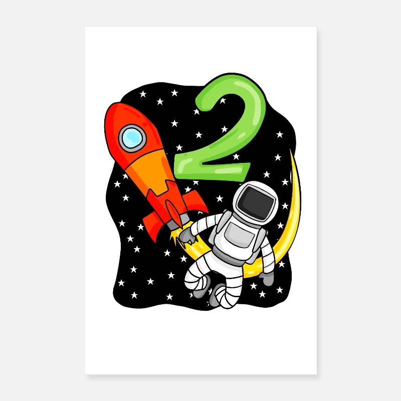 2 Birthday Boy Astronaut Poster 16" x 24" (40x60 cm)