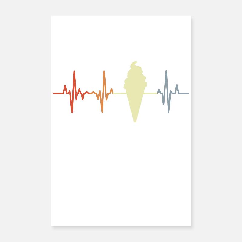 Cornet de crème glacée palpitations coeur look vintage Poster 40 x 60 cm