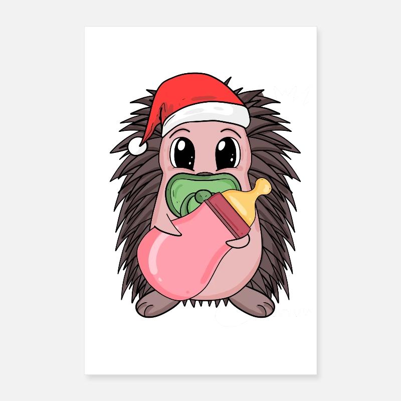 Hérisson bébé Noël Poster 40 x 60 cm