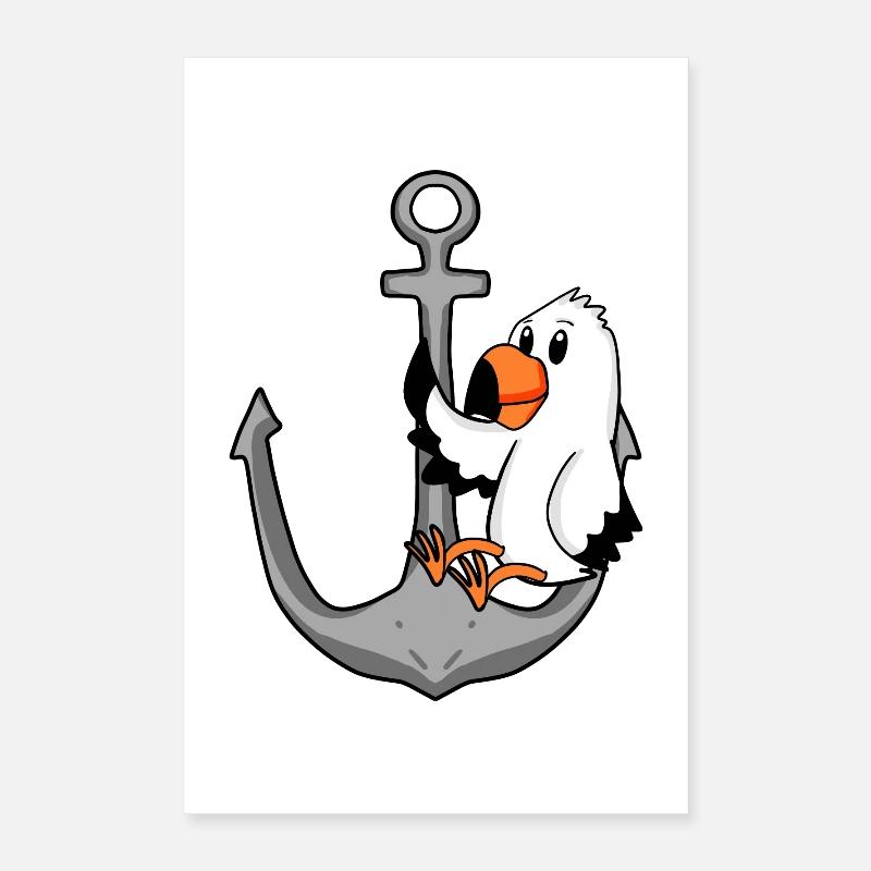 Anker Möwe Motiv Poster 40x60 cm
