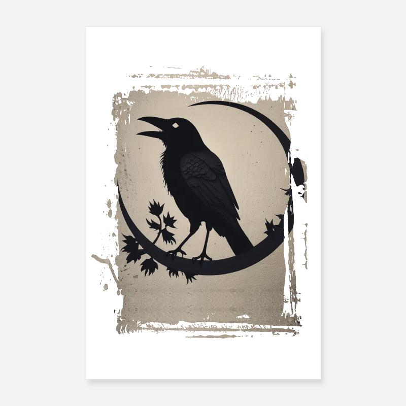 Corbeau assis sur une branche Poster 40 x 60 cm