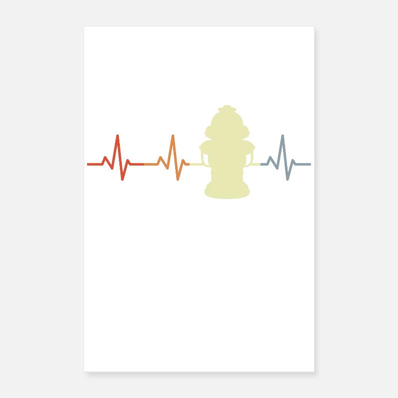 Vintage Fire Hydrant Heart Line Poster 16" x 24" (40x60 cm)