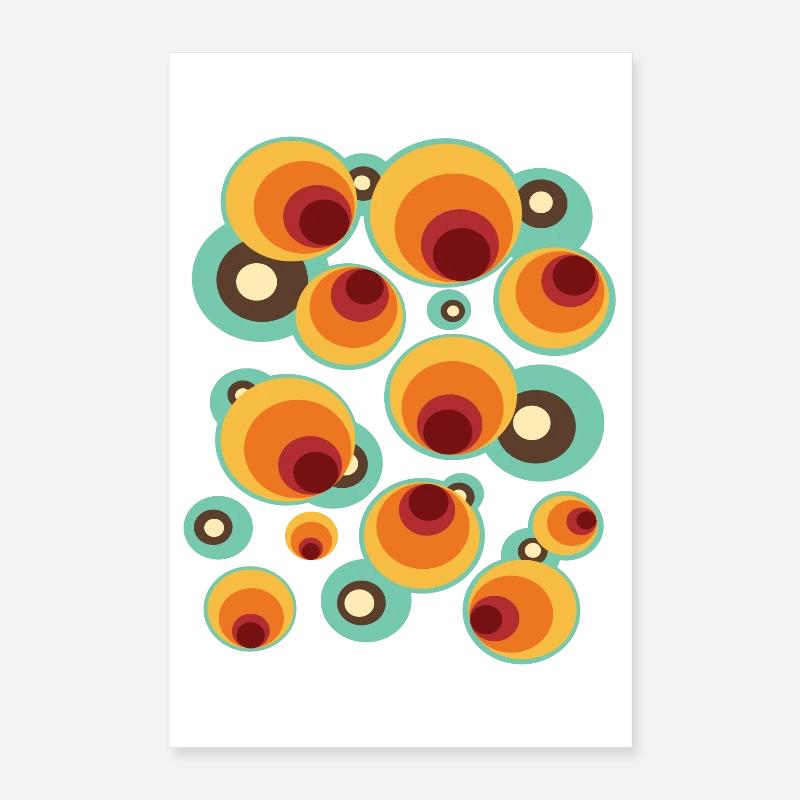 Vintage Mid Century Circle Pattern Poster 16" x 24" (40x60 cm)