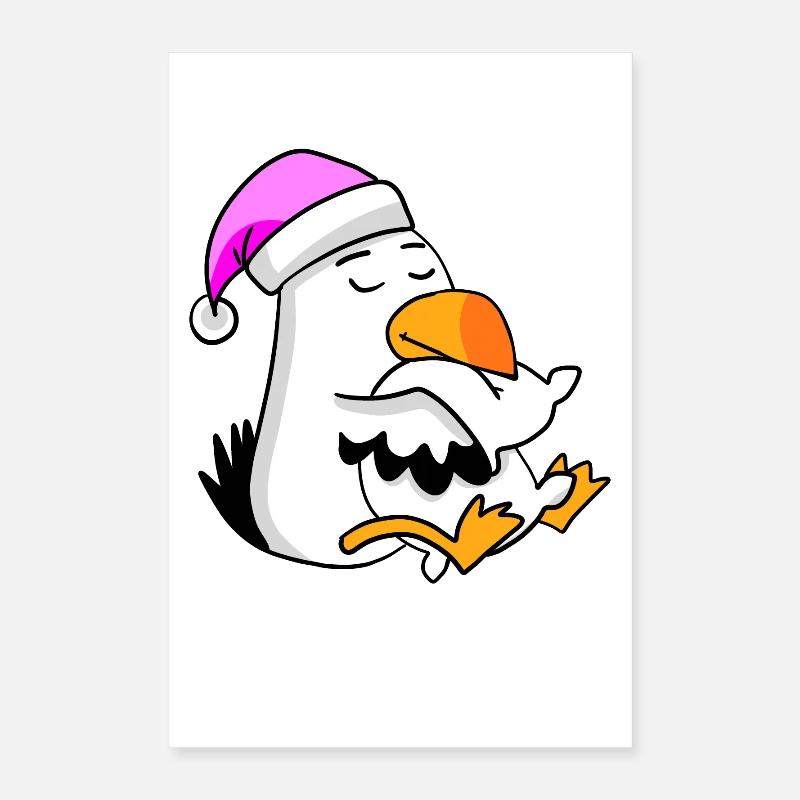 Möwe Müde Ausschlafen Schlafen Mädchen Poster 40x60 cm