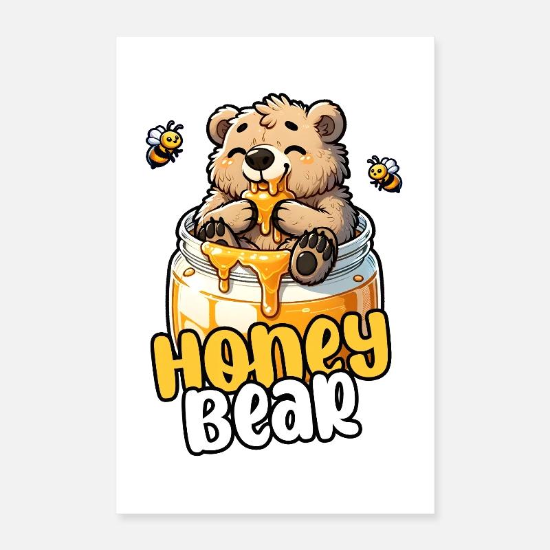 Honey Bear – mignon petit ours dans un pot de miel Poster 40 x 60 cm