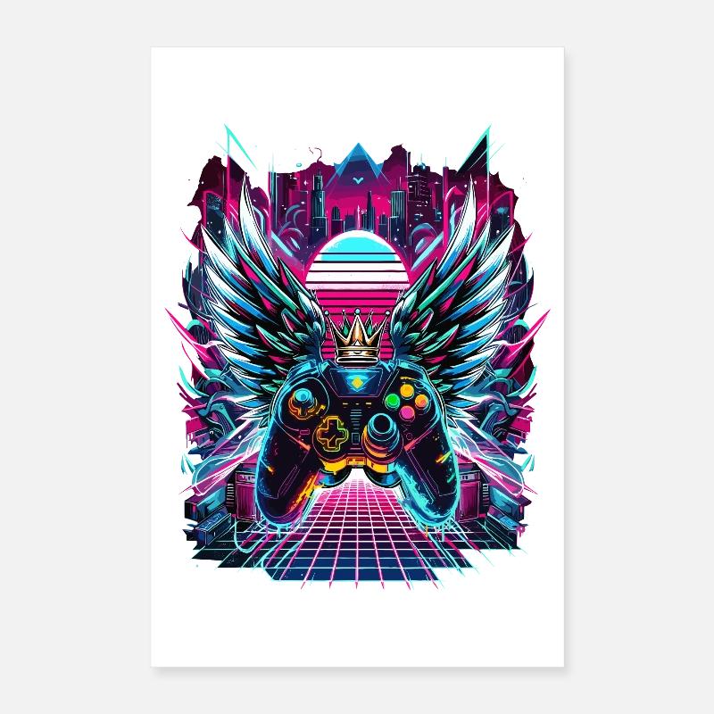 Synthwave Sunset Gamer Controller Poster 40x60 cm