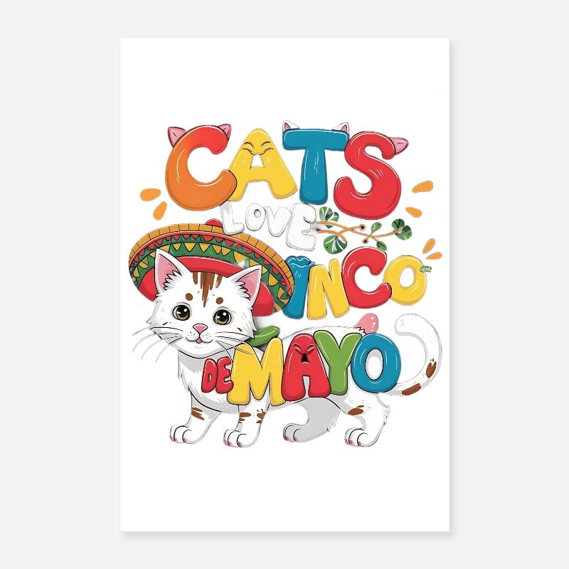Fiesta Cat sur le thème du Cinco de Mayo Poster 40 x 60 cm