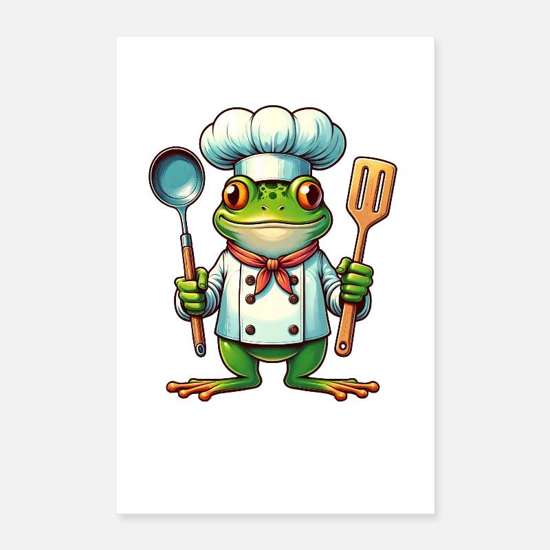 Chef Frog Funny Kitchen Design Poster 16" x 24" (40x60 cm)