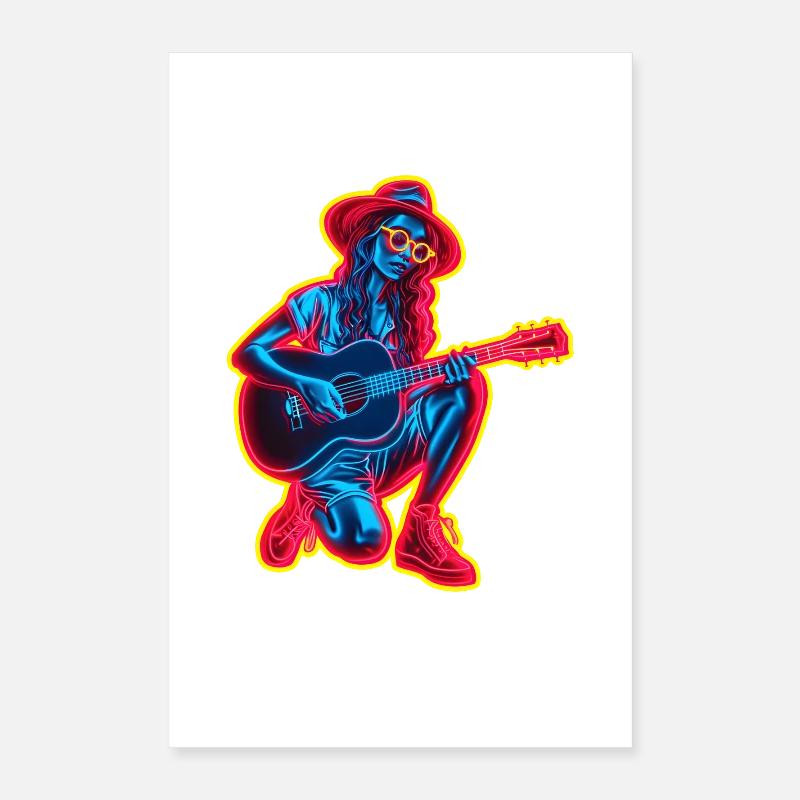 Retro Guitarist Poster 16" x 24" (40x60 cm)