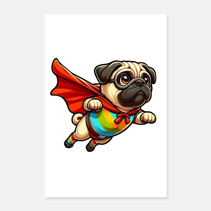 Superhelden-Mops Poster 40x60 cm