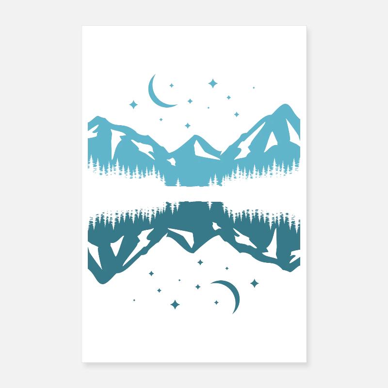Moonlit Mountain Reflection Poster 16" x 24" (40x60 cm)
