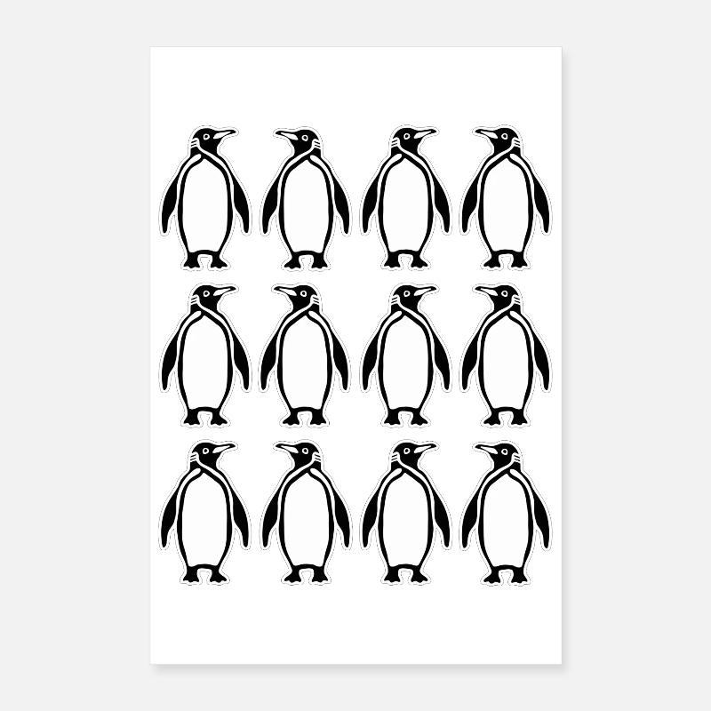 Minimalist Penguin Pattern Design Poster 16" x 24" (40x60 cm)