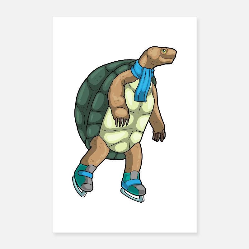 Schildkröte Eislaufen Schlittschuhe Poster 40x60 cm