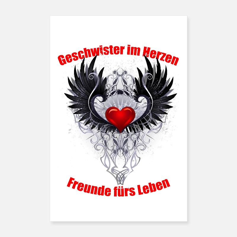 Conception de tatouage de cœur et d’ailes Poster 40 x 60 cm