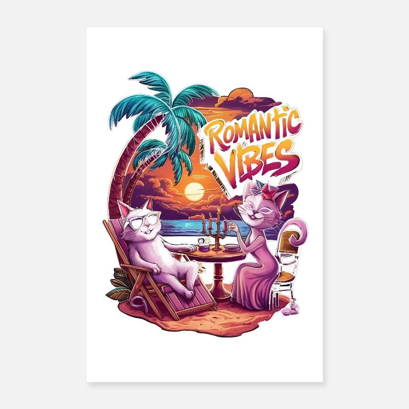 Romantic Cats at Sunset Poster 16" x 24" (40x60 cm)