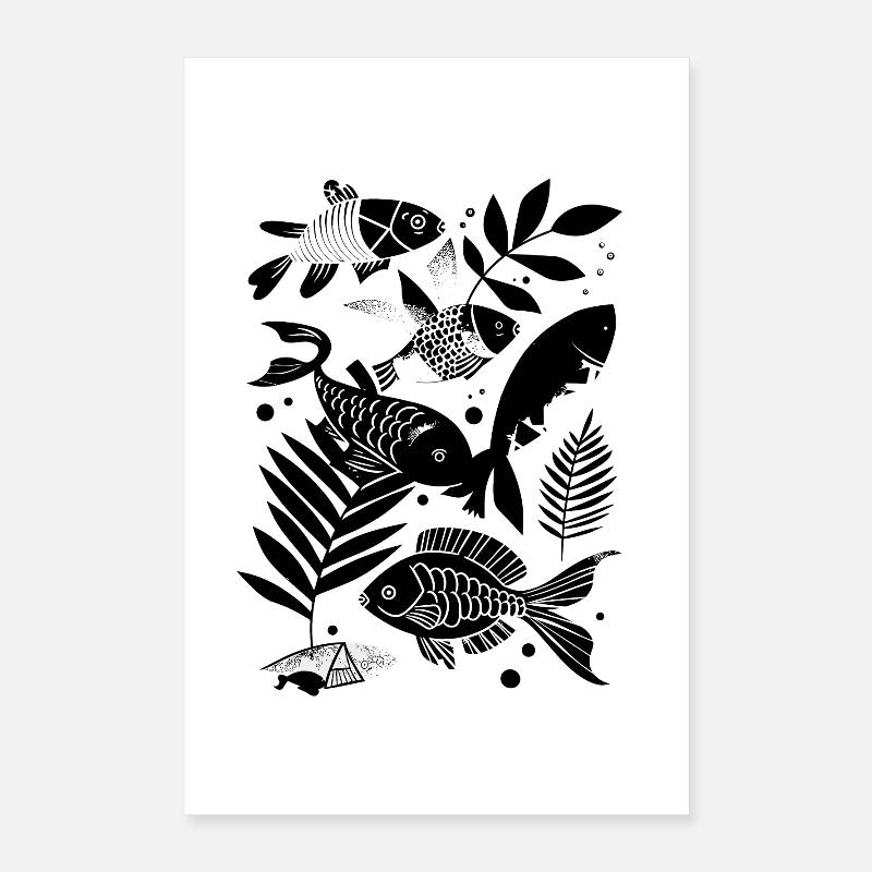Fischen Comic Poster 40x60 cm