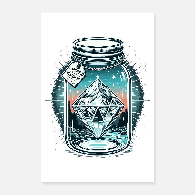 de diamant dans un pot Mason Poster 40 x 60 cm