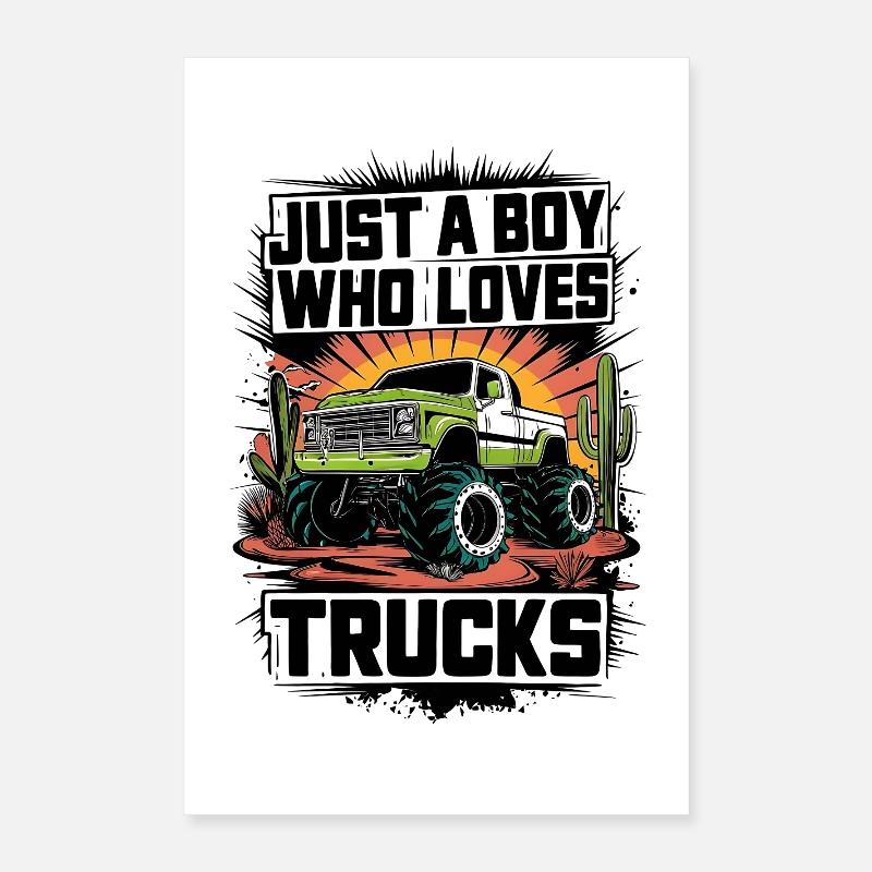 Conception de camion monstre Tracker jaune Poster 40 x 60 cm
