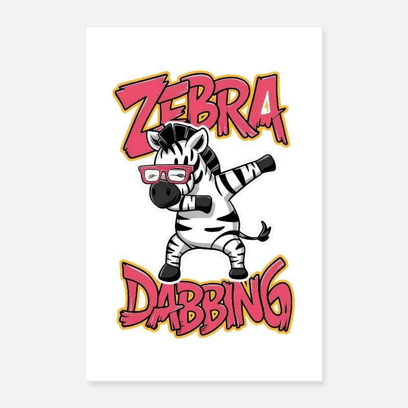 Friendly Zebra Dabbing with Glasses Poster 16" x 24" (40x60 cm)