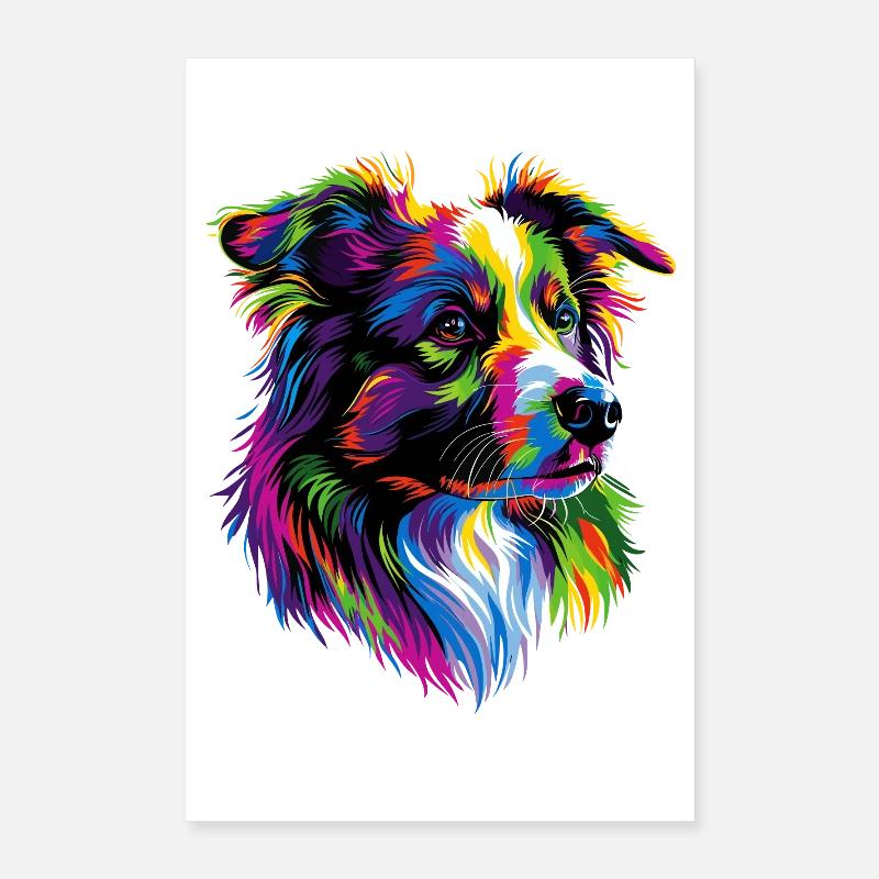 Australian Shepherd Bunte Farben Pop Art Aussie Poster 40x60 cm