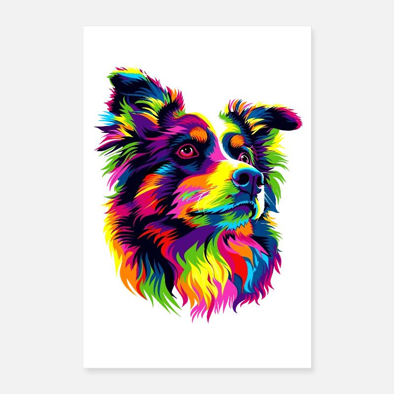 Australian Shepherd Bunte Farben Pop Art Aussie Poster 40x60 cm