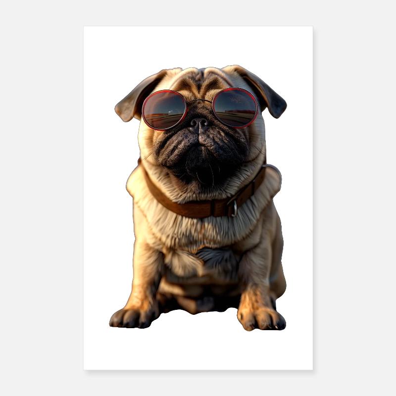 Mops Beige Hunde Liebe Carlin Kleiner Süßer Mops Poster 40x60 cm