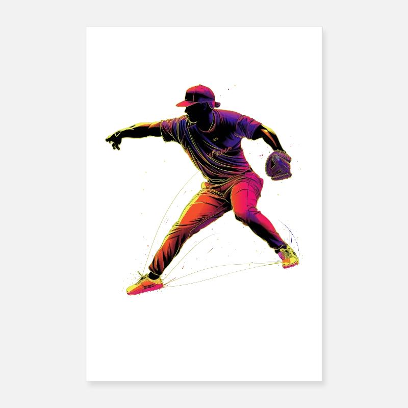 Baseballer Retrowave Poster 40 x 60 cm