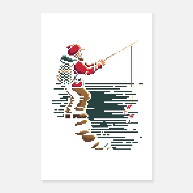 Fishing Pixel Graphic Poster 16" x 24" (40x60 cm)