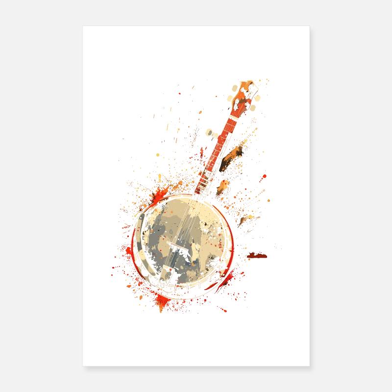Banjo Éclaboussures de Couleur Poster 40 x 60 cm