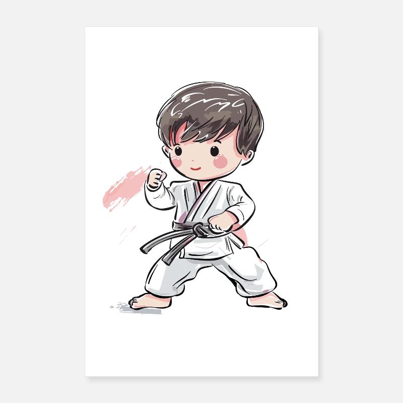 Karate Junge Comic Stil Poster 40x60 cm