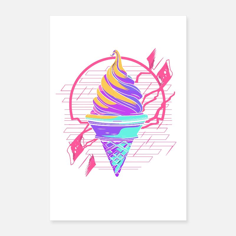 Cornet de crème glacée Synthwave Poster 40 x 60 cm