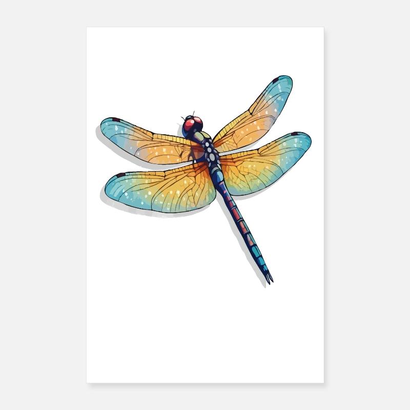 Farbenprächtige Libelle Illustration Poster 40x60 cm