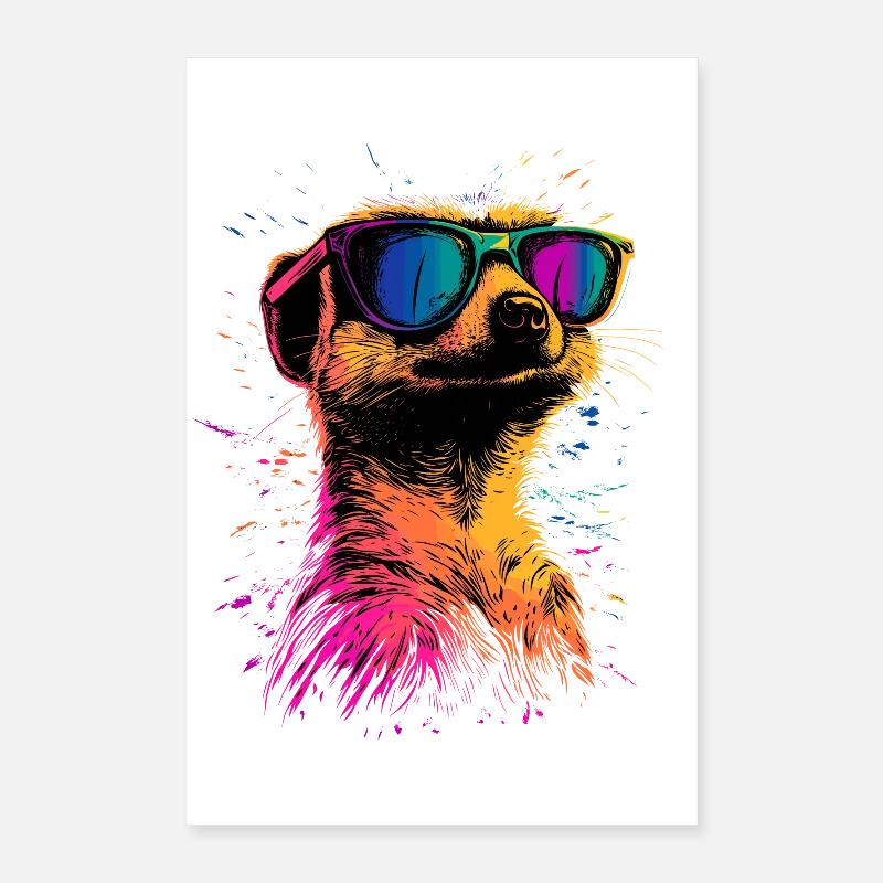 Erdmännchen Sonnenbrille Bunt Süßes Erdmännchen Poster 40x60 cm