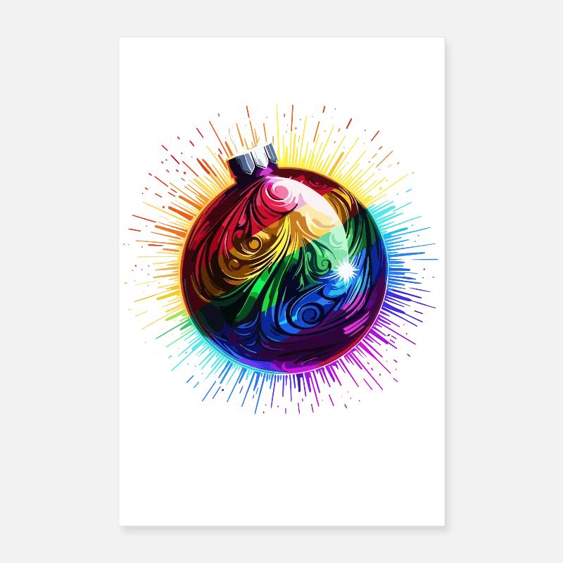 Regenbogen Weihnachtskugel LGBTQ Weihnachten Poster 40x60 cm