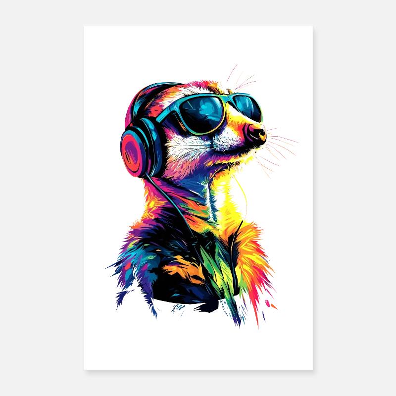 Lunettes de soleil suricate coloré mignon suricate Poster 40 x 60 cm