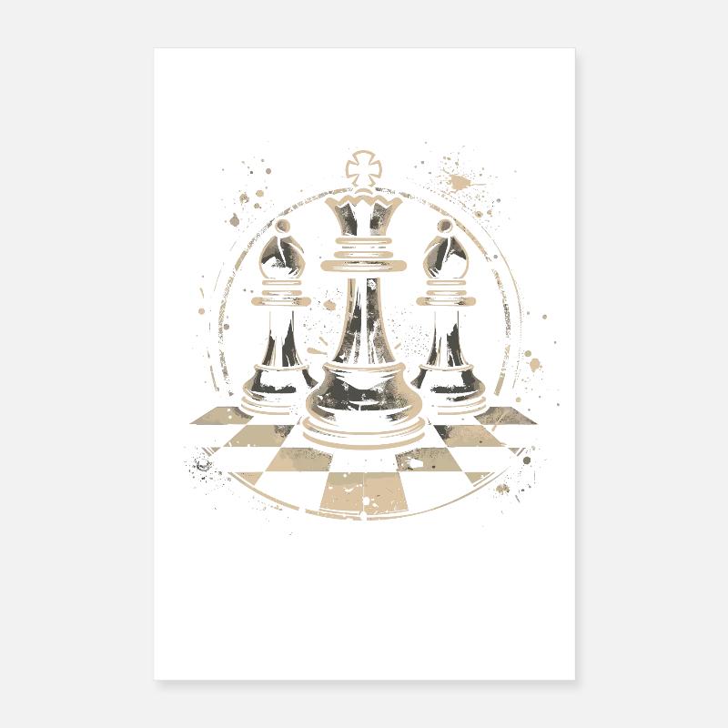Chess Pieces Drawing Poster 16" x 24" (40x60 cm)