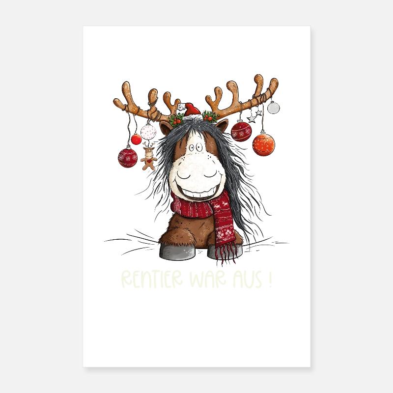Cheval de Noël Poster 40 x 60 cm