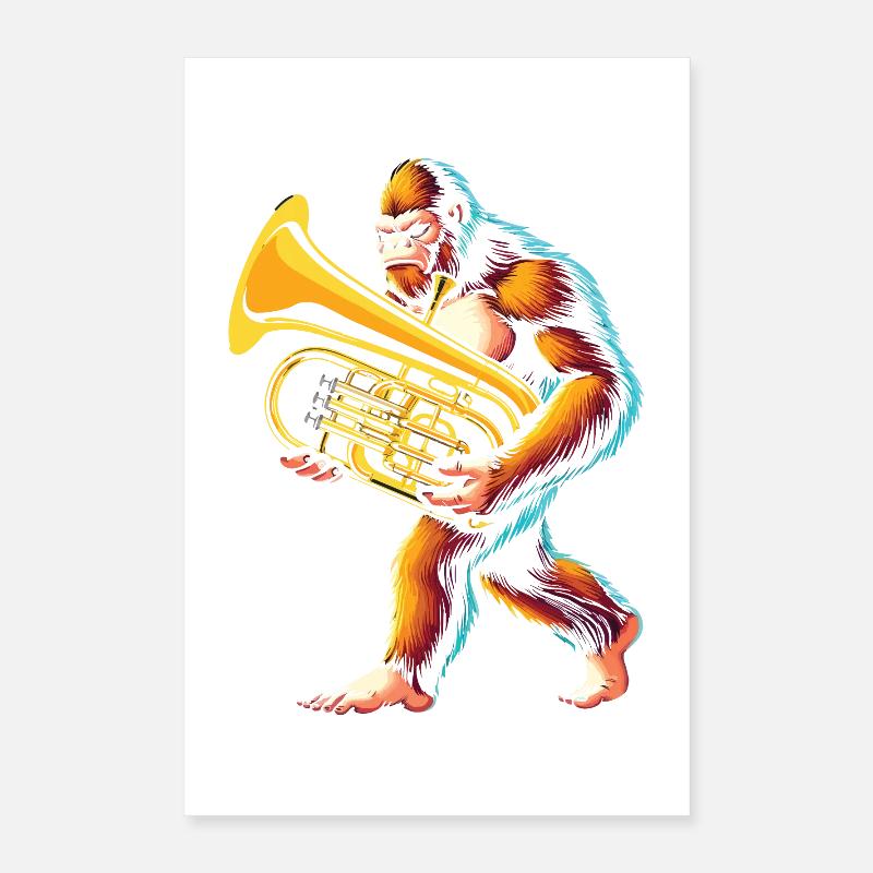 Yeti Gorilla avec euphonium Poster 40 x 60 cm