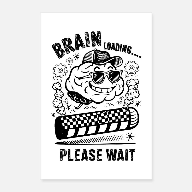 Brain Loading Funny Intelligent Humor Progress Art Poster 16" x 24" (40x60 cm)