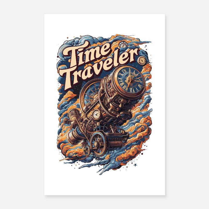Zeitreisender Steampunk Uhr Abenteuer Design Poster 40x60 cm