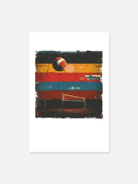 Volleyball Grafik - Poster 40x60 cm - Weiß