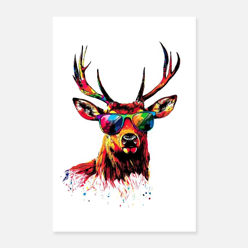 Hirsch Geweih Jagd Reh Rentier Rothirsch Jäger Poster 40x60 cm