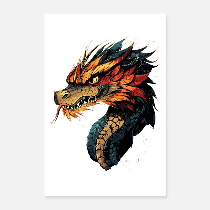 Dragon Mythical Creature Dragon Lover Fire Dragon Poster 16" x 24" (40x60 cm)