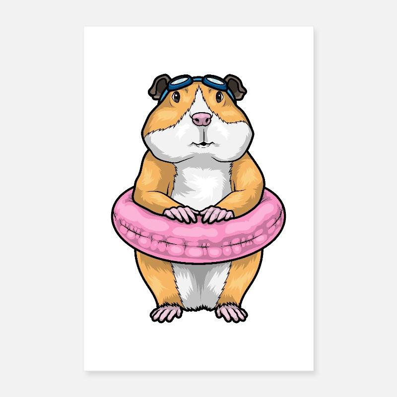 Natation de hamsters dans l’anneau d’été Poster 40 x 60 cm