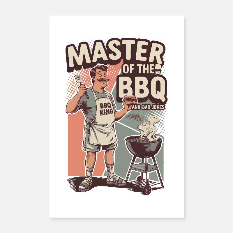 Rétro BBQ Master Funny Grill King Poster 40 x 60 cm