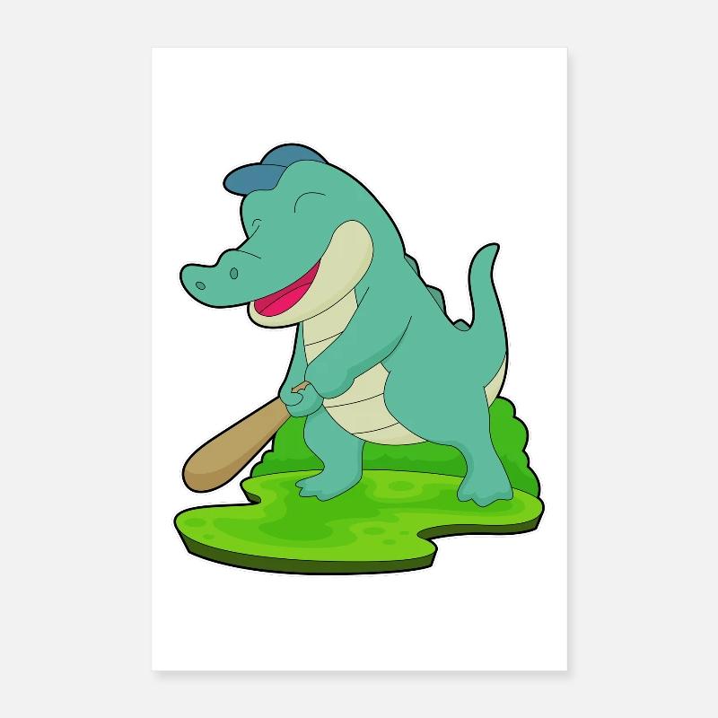 Crocodile Baseball Baseball Bat Poster 16" x 24" (40x60 cm)