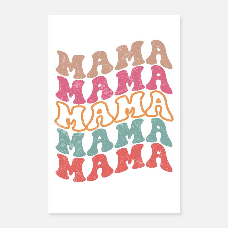 Retro Groovy Mama Textmuster Poster 40x60 cm