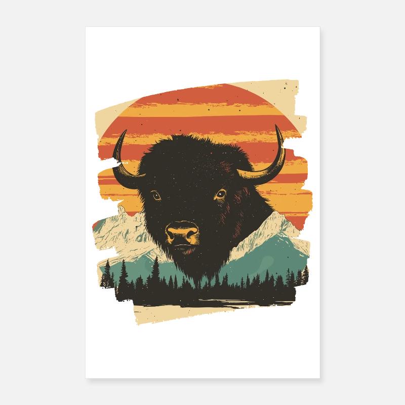 Bison Rétro Poster 40 x 60 cm