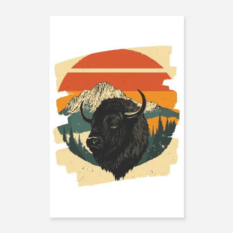 Bison Rétro Poster 40 x 60 cm